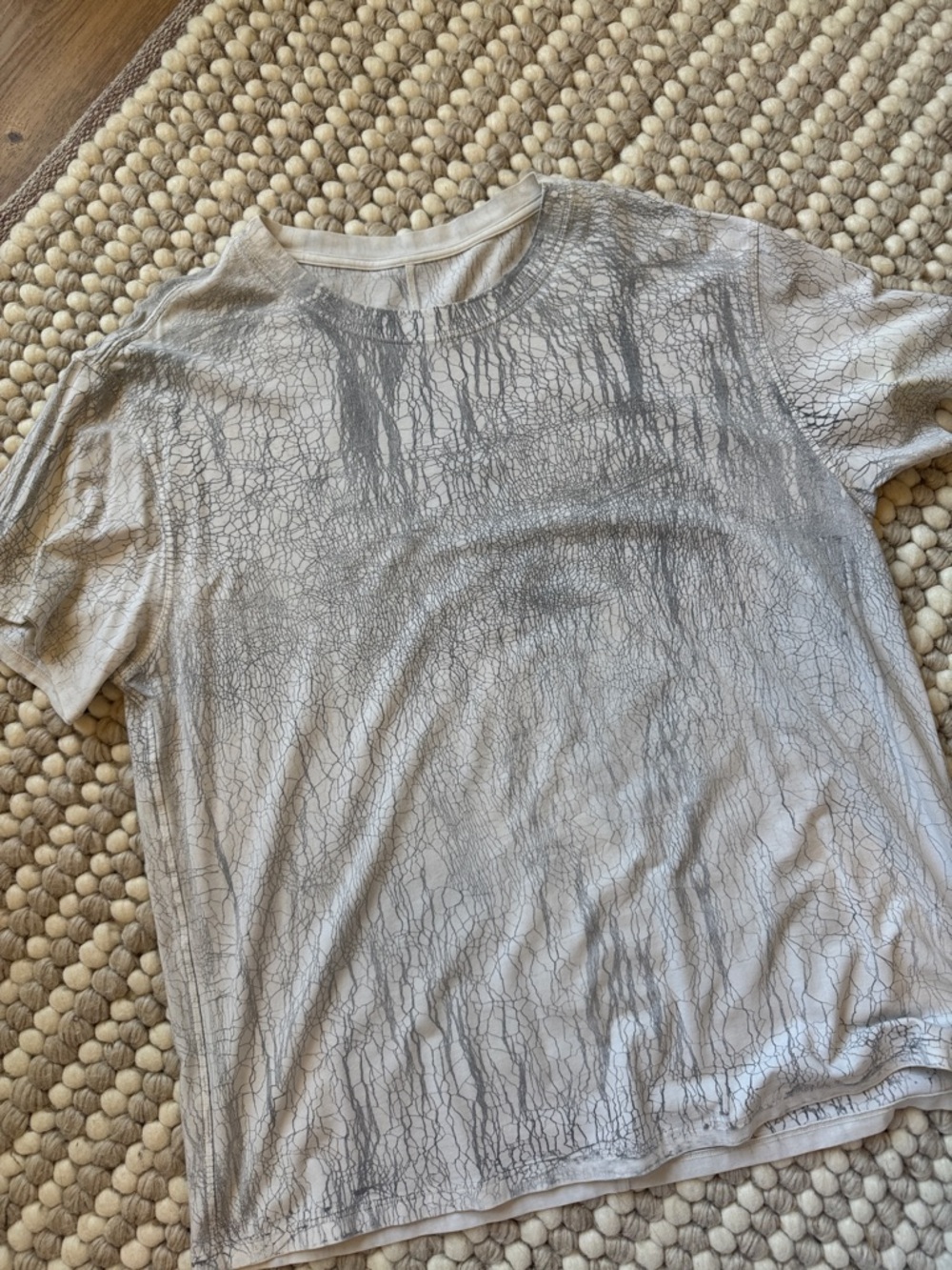 Lululemon White Crackle-Print Crew Neck T-Shirt